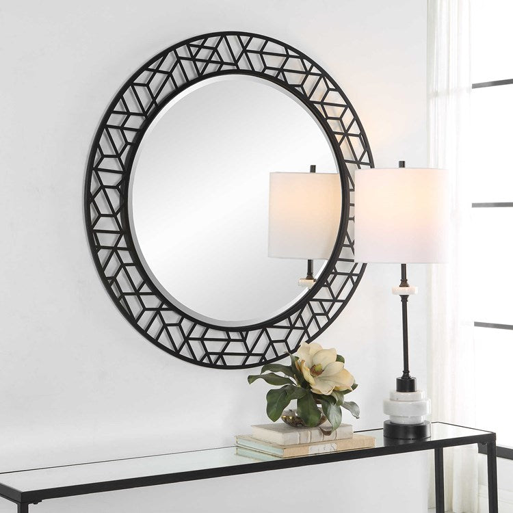 Uttermost Mosiac Black Round Mirror - Image 3