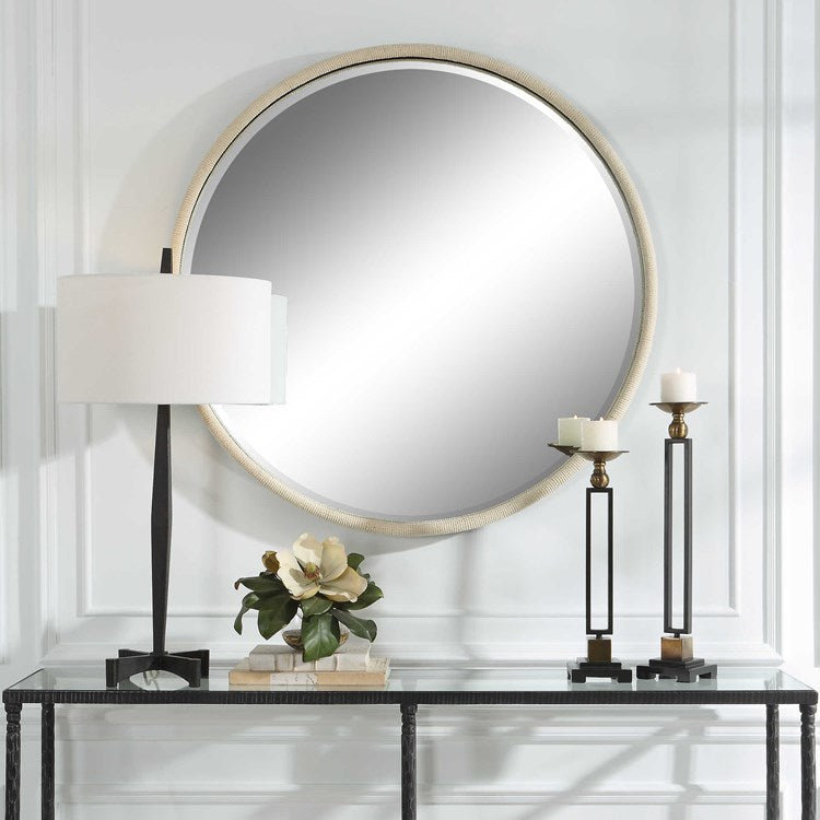 Uttermost Ranchero White Braided Rope Round Mirror - Image 2