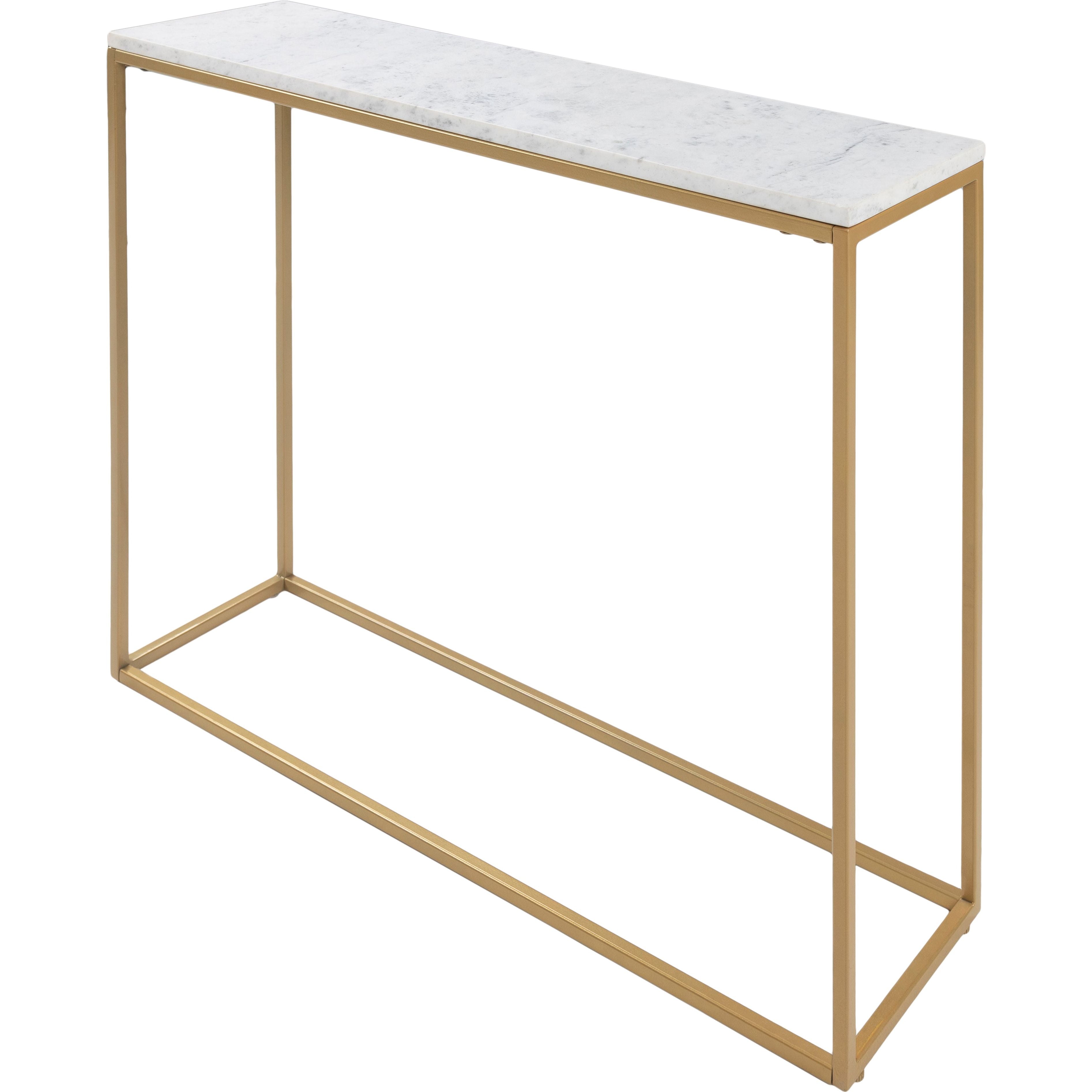 Surya Aryaa Modern White Marble Top With Gold Metal Base Console Table YAA-018