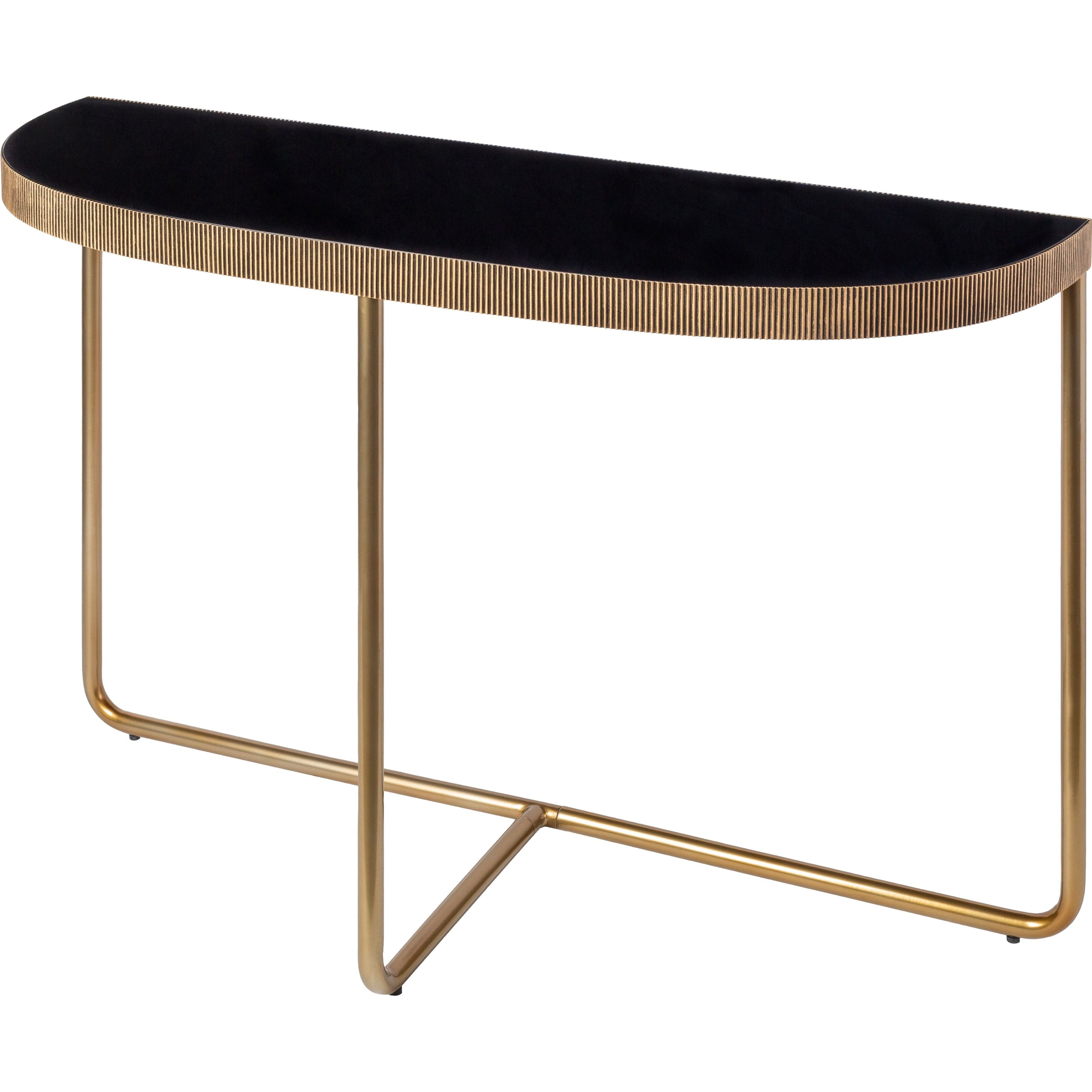Surya Melton Modern Black Glass and Metallic Brass Base Console Table - Image 1