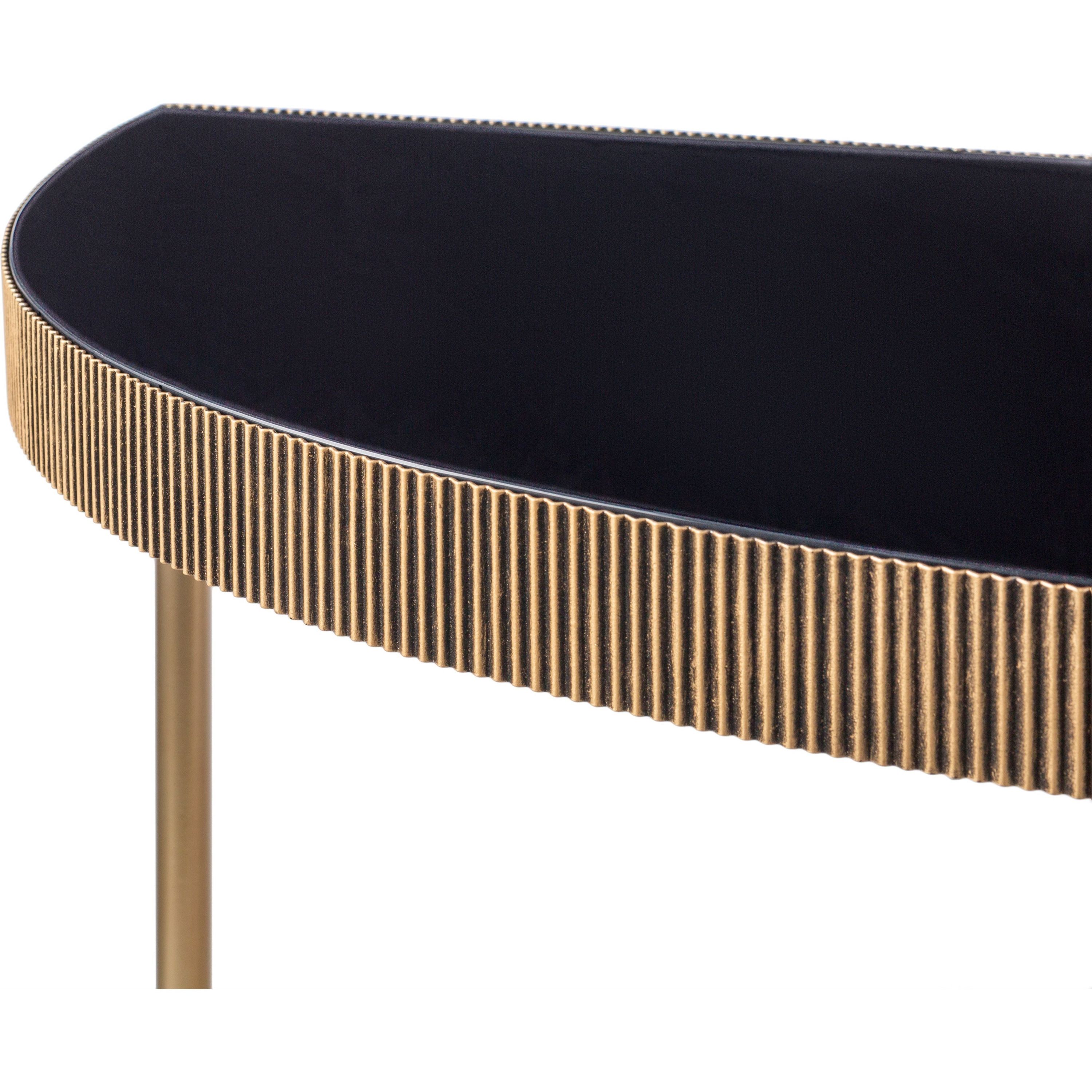 Surya Melton Modern Black Glass and Metallic Brass Base Console Table - Image 3