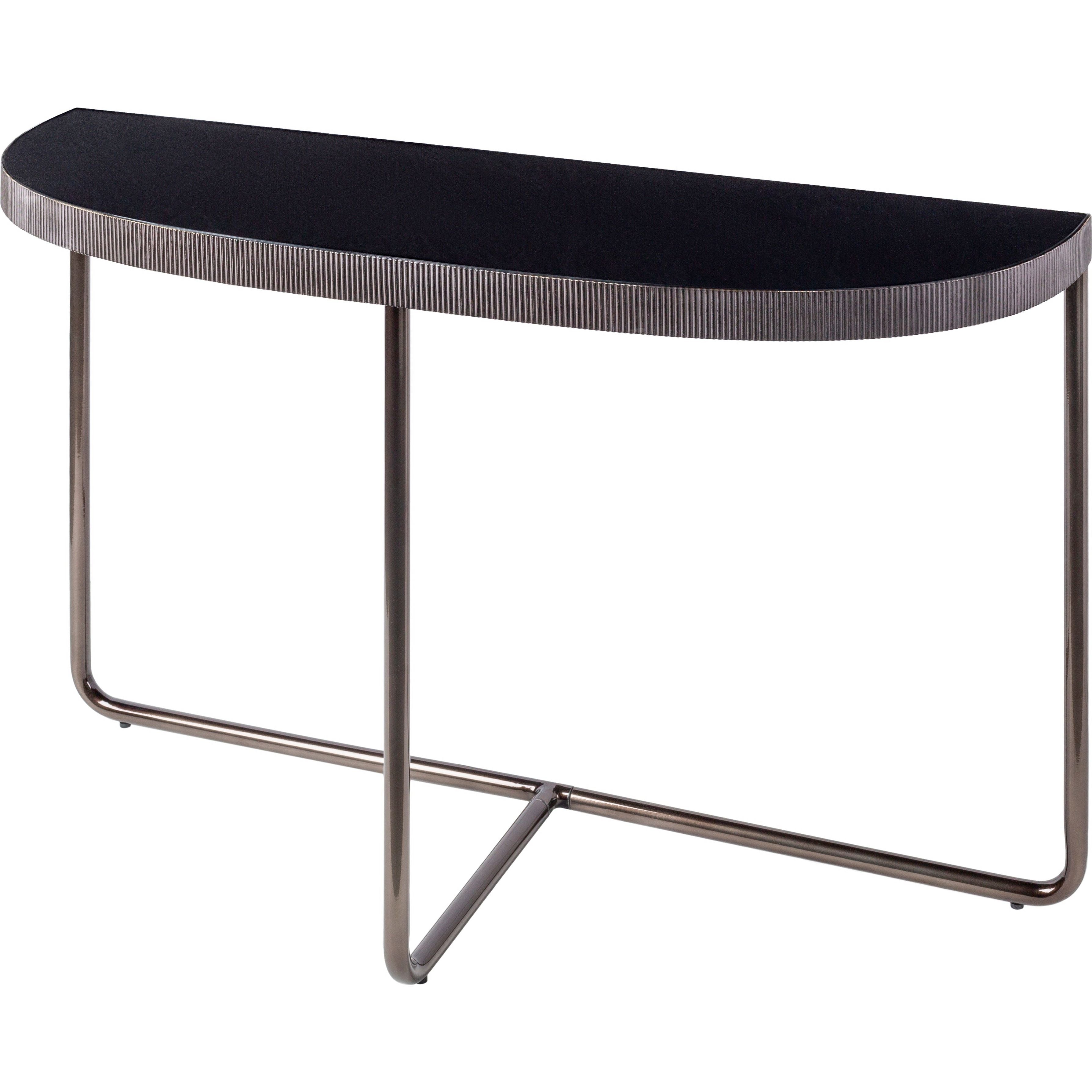 Surya Melton Modern Black Glass and Metallic Nickel Base Console Table - Image 1