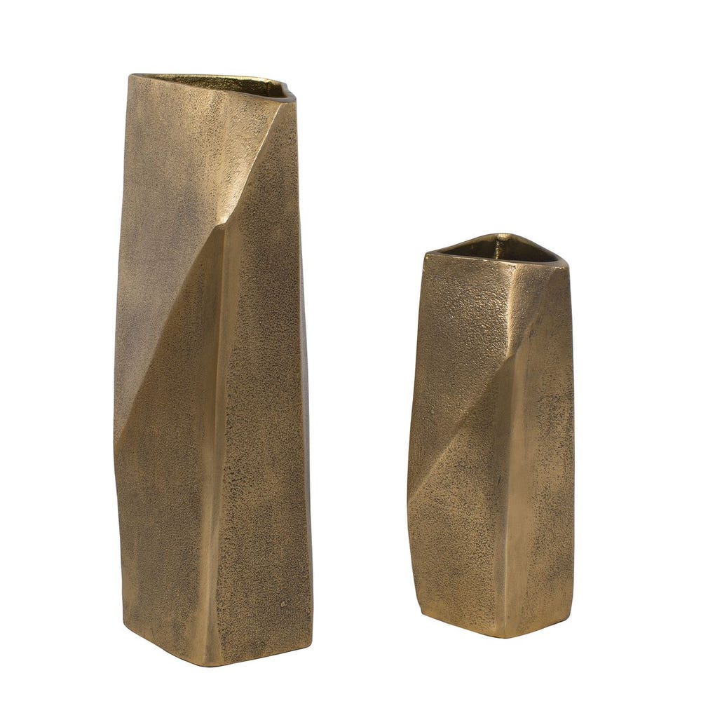 Uttermost GeoForm Antique Brass Finish Indoor-Outdoor Vases ~ Set Of 2 - Image 3