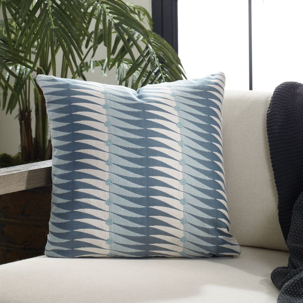 Uttermost Jetty Blue Waves Sunbrella Outdoor Pillow - Image 1
