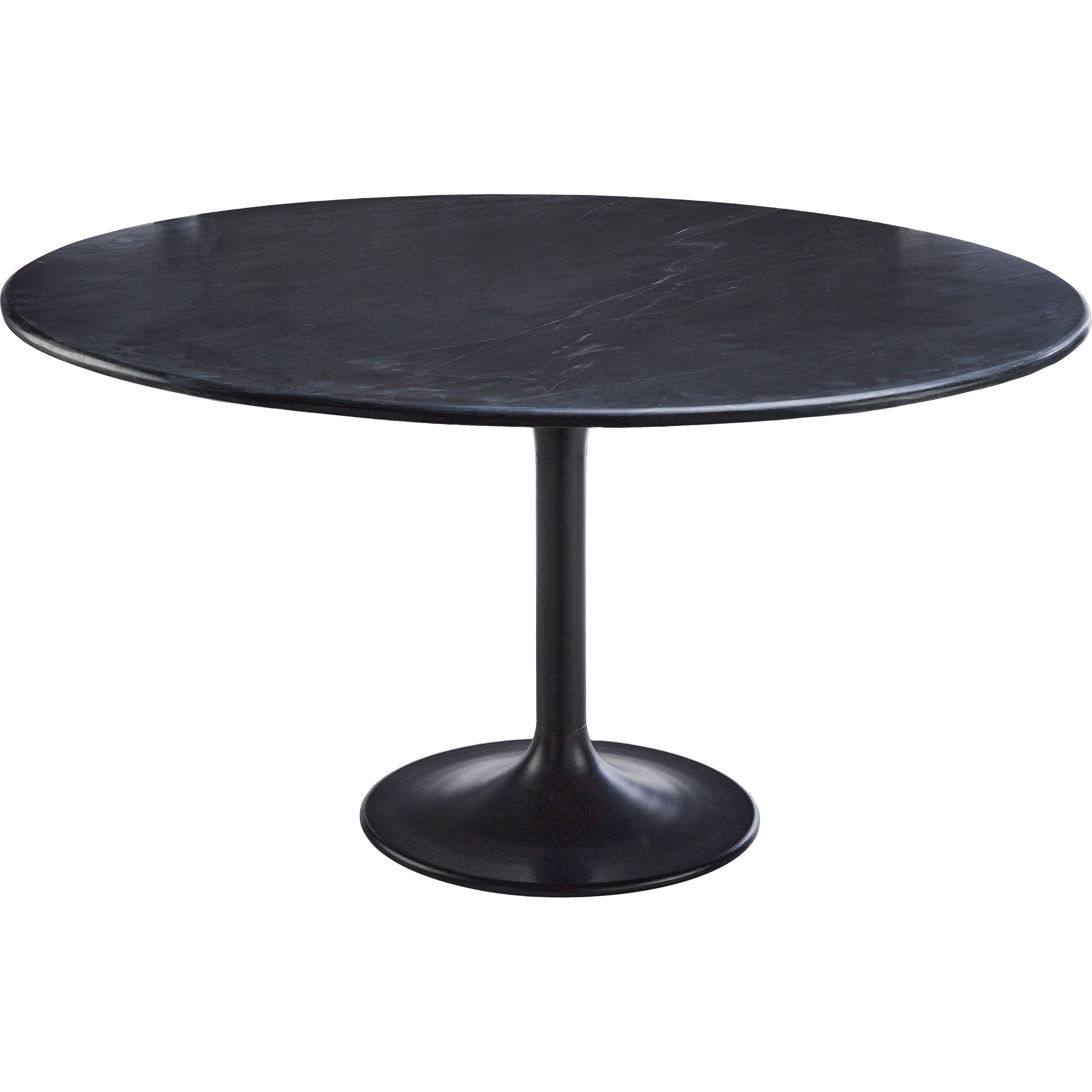 Surya Anatalia Modern Black Marble Round Dining Table With Black Metal Base - Image 1