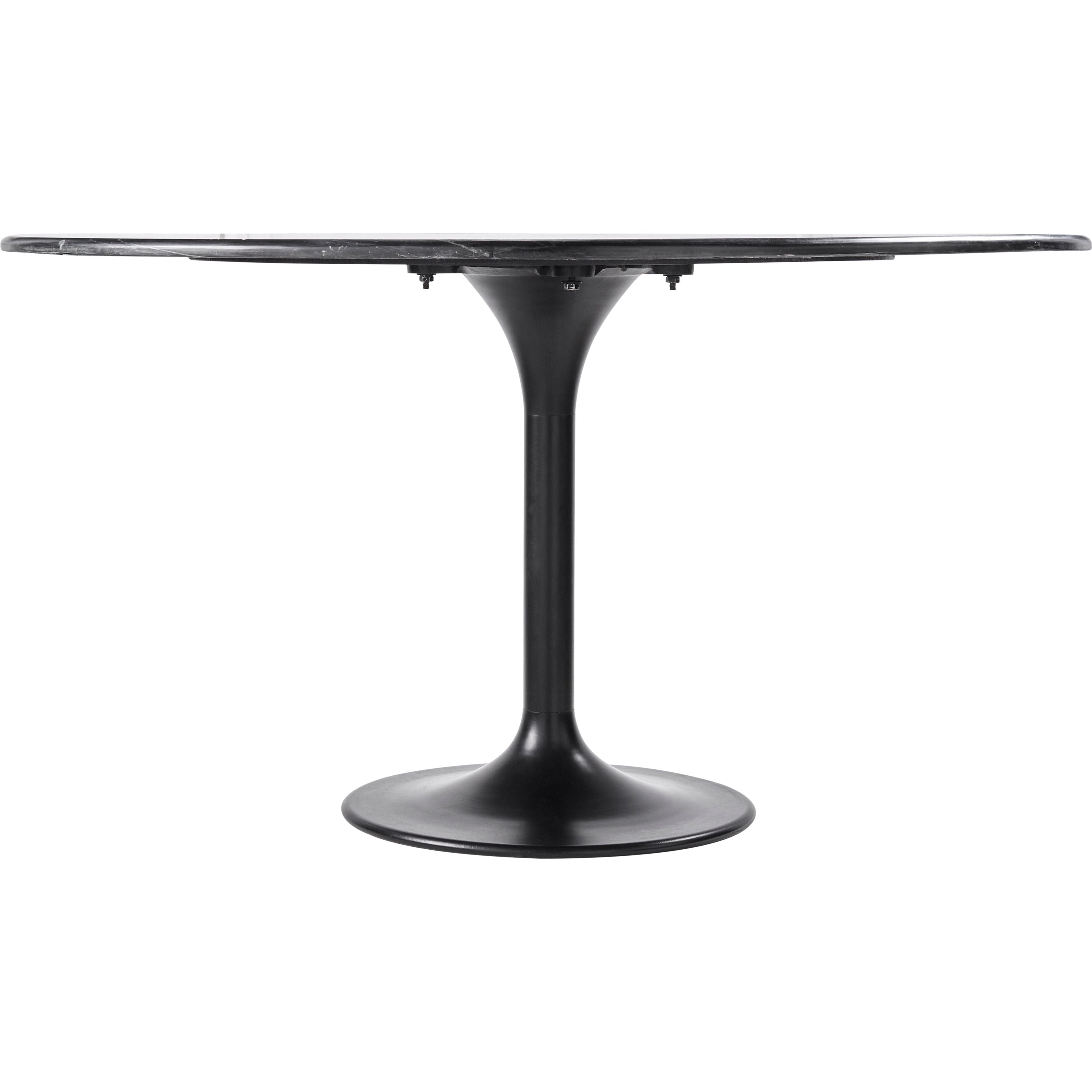 Surya Anatalia Modern Black Marble Round Dining Table With Black Metal Base - Image 3