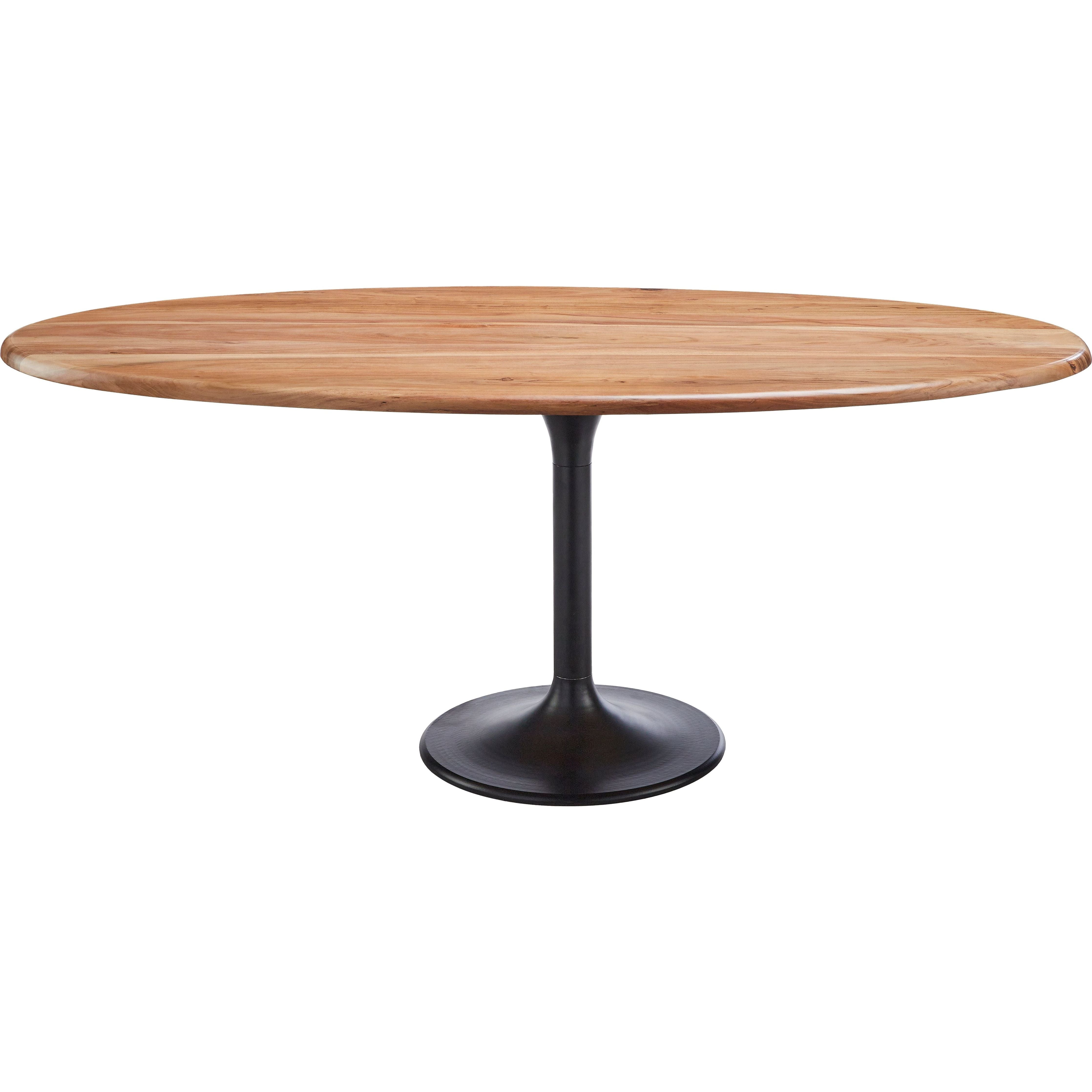 Surya Anatalia Modern Acacia Wood Oval Dining Table With Black Metal Base - Image 1