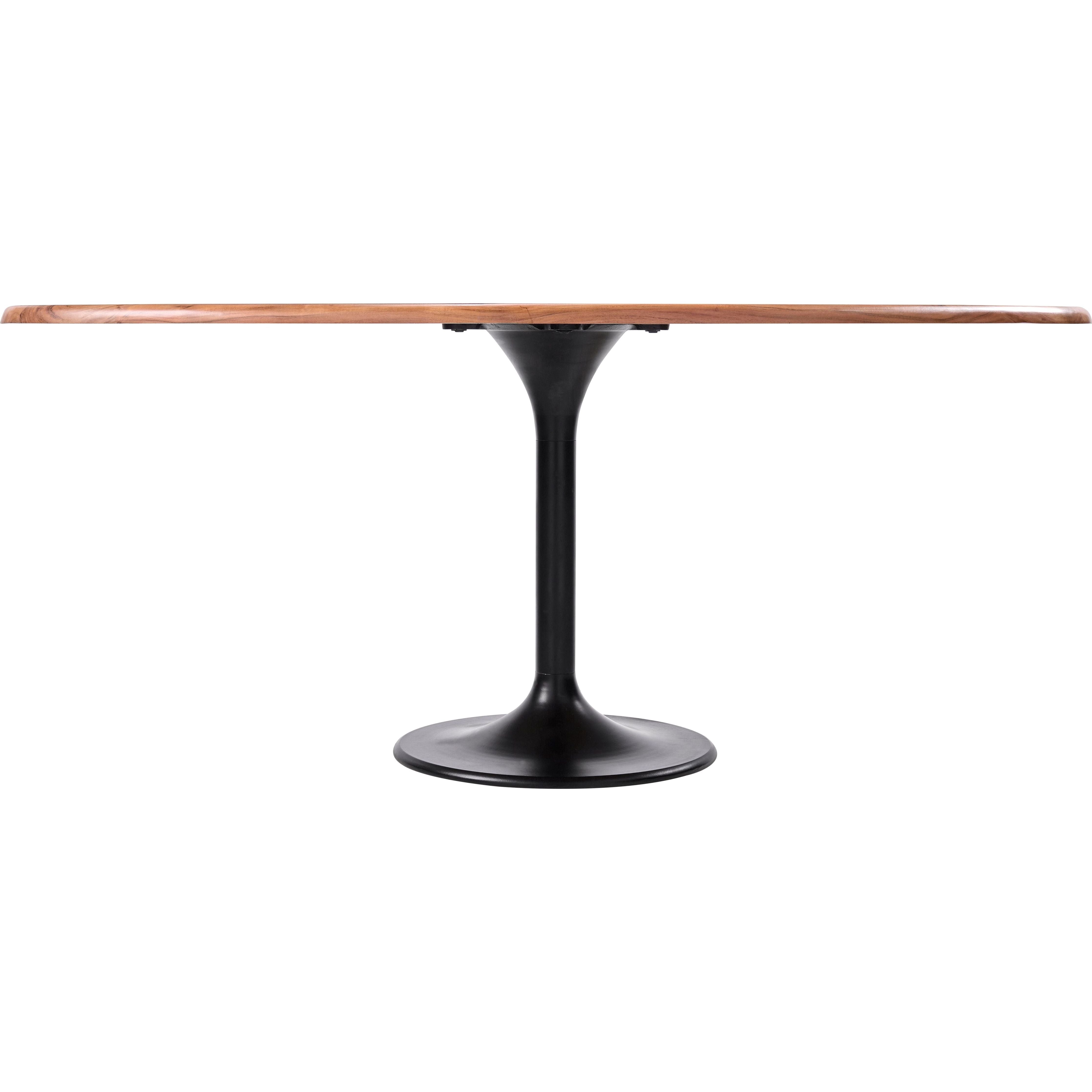 Surya Anatalia Modern Acacia Wood Oval Dining Table With Black Metal Base - Image 3