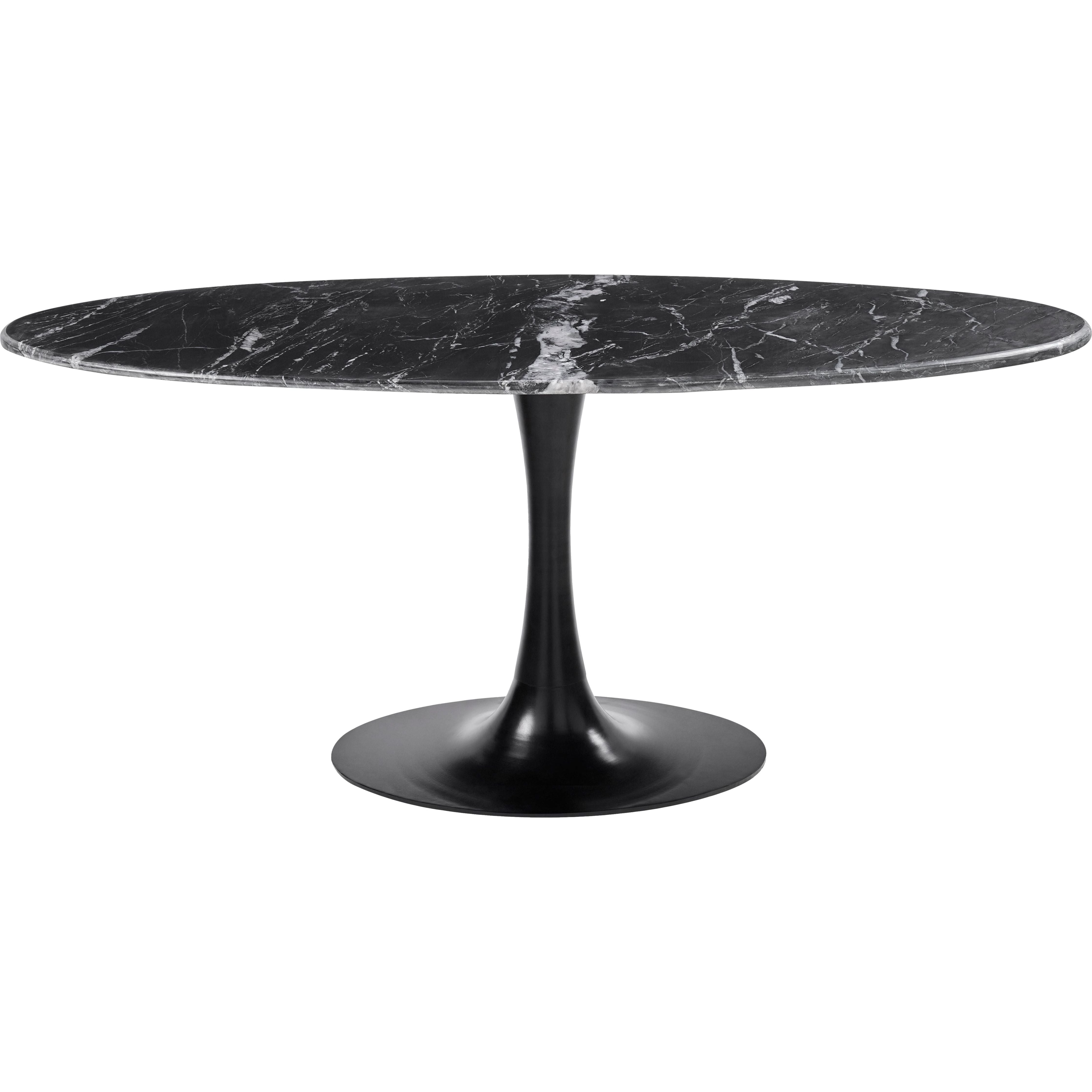 Surya Anatalia Modern Black Marble Oval Dining Table With Black Metal Base - Image 1