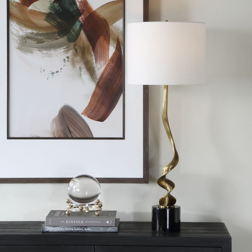 Uttermost Spiraling Antique Brass Cordless Buffet Lamp