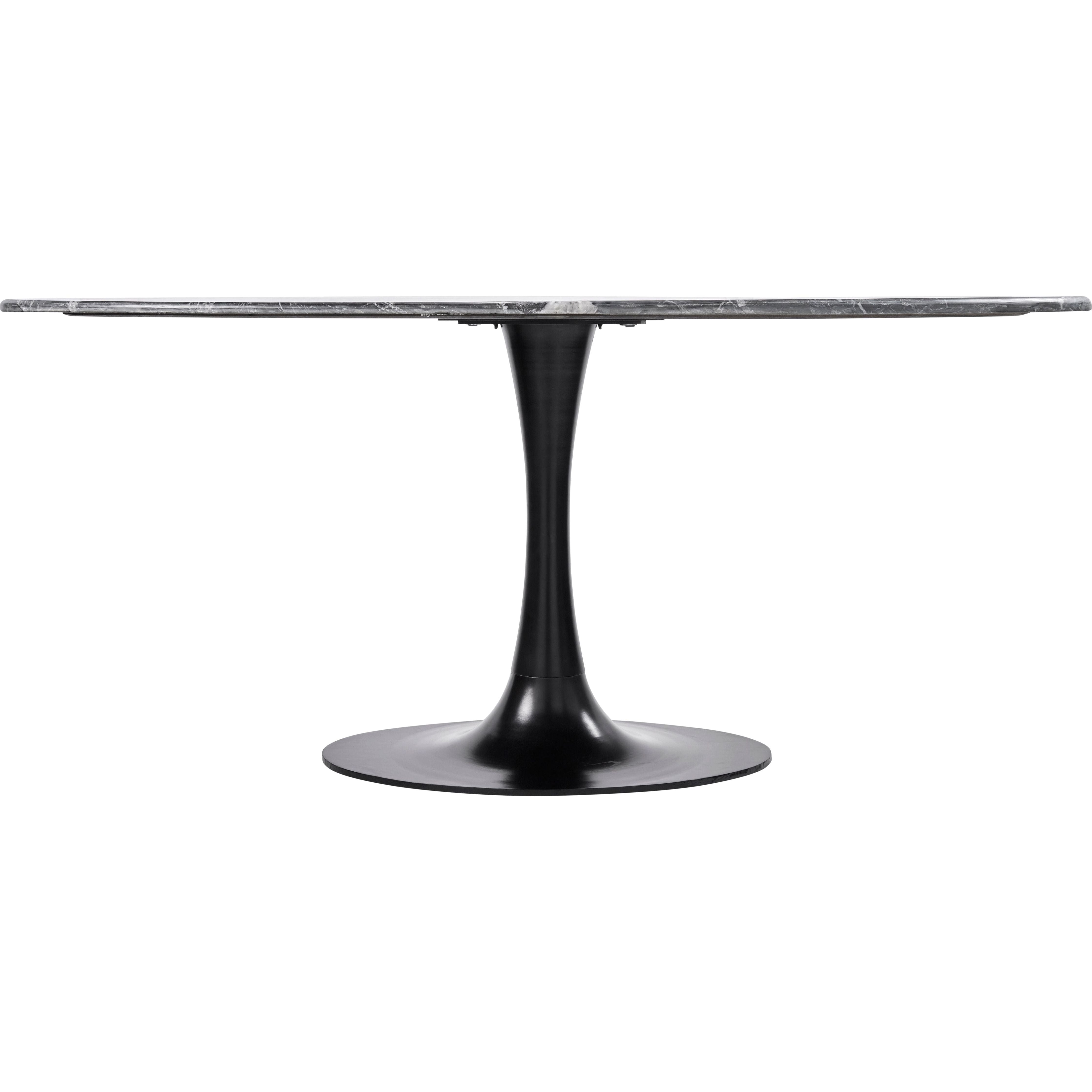 Surya Anatalia Modern Black Marble Oval Dining Table With Black Metal Base - Image 3