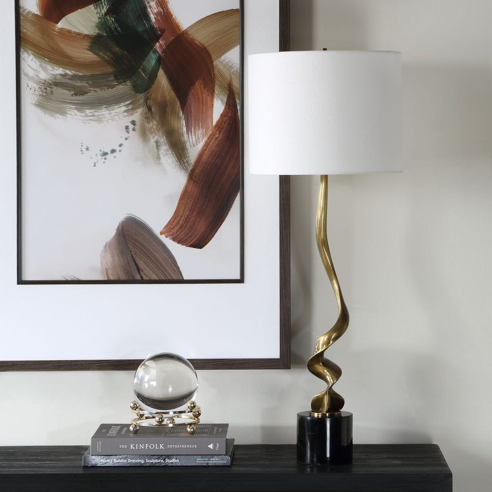 Uttermost Spiraling Antique Brass Cordless Buffet Lamp - Image 2