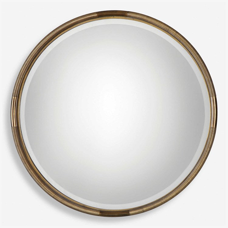 Uttermost Finnick Antiqued Gold Leaf Round Mirror - Image 2