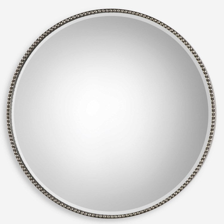 Uttermost Stefania Antiqued Silver Leaf Round Mirror - Image 2