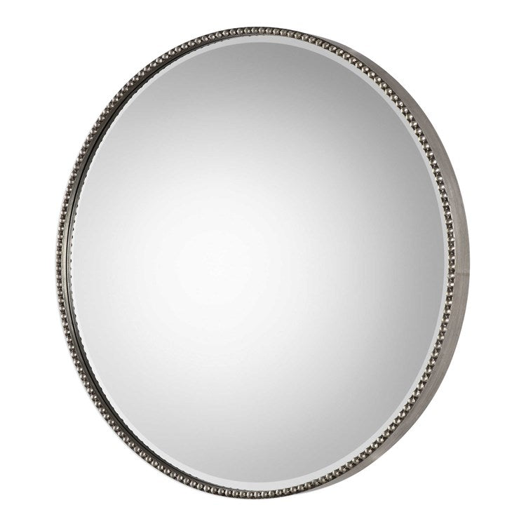 Uttermost Stefania Antiqued Silver Leaf Round Mirror - Image 3