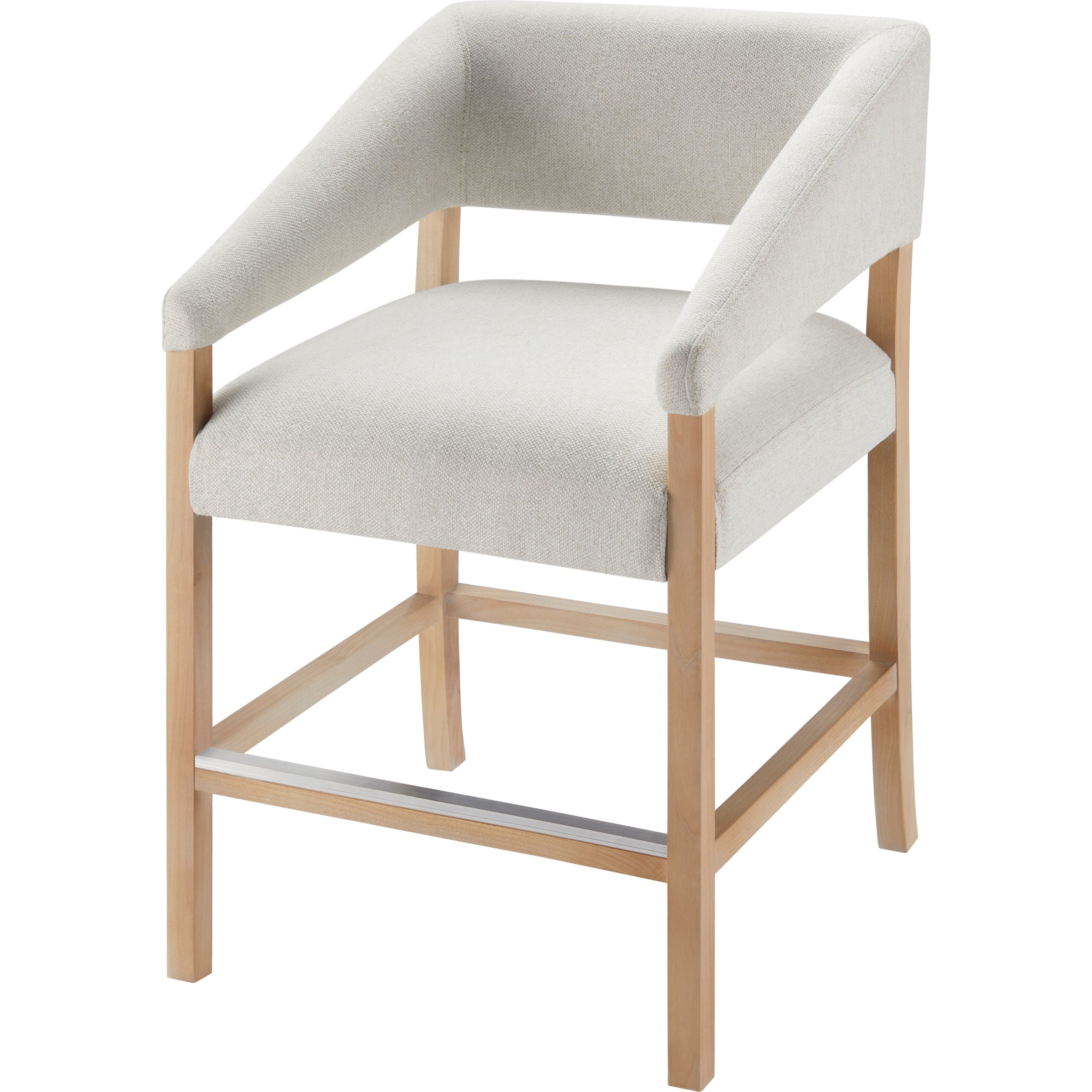 Surya Grace Modern Cream Fabric with Beech Wood Kitchen Counter Stool - Image 1