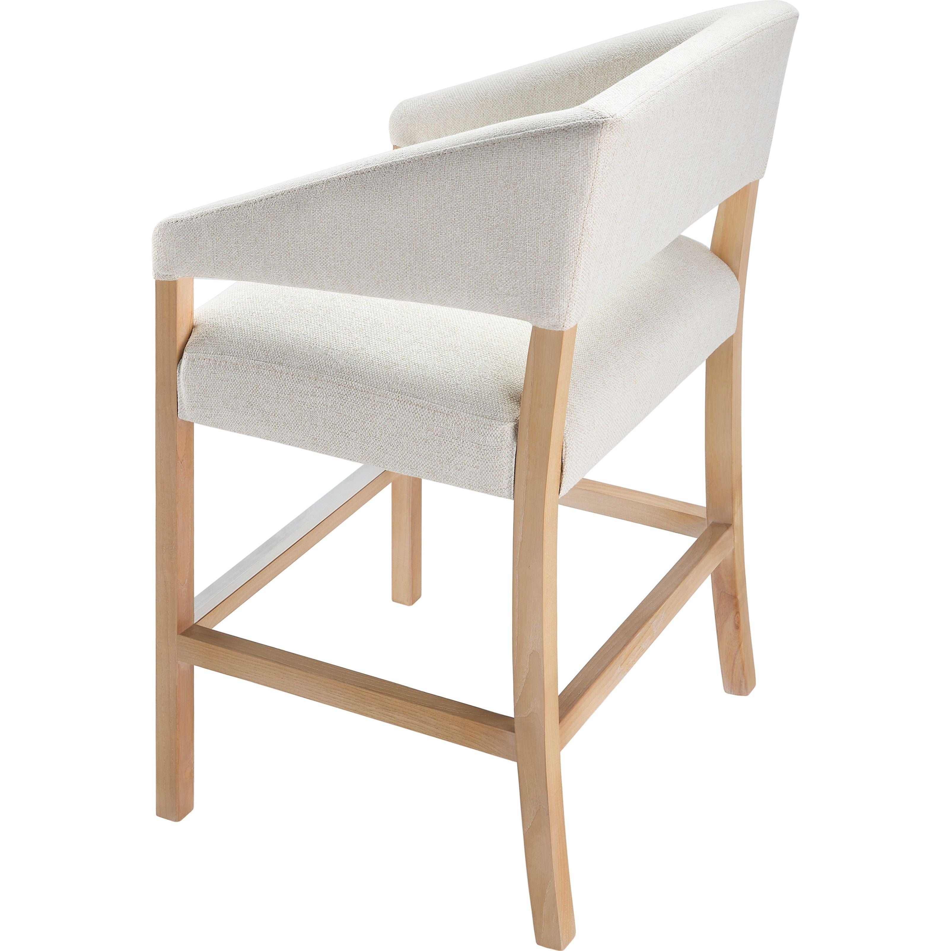 Surya Grace Modern Cream Fabric with Beech Wood Kitchen Counter Stool - Image 3