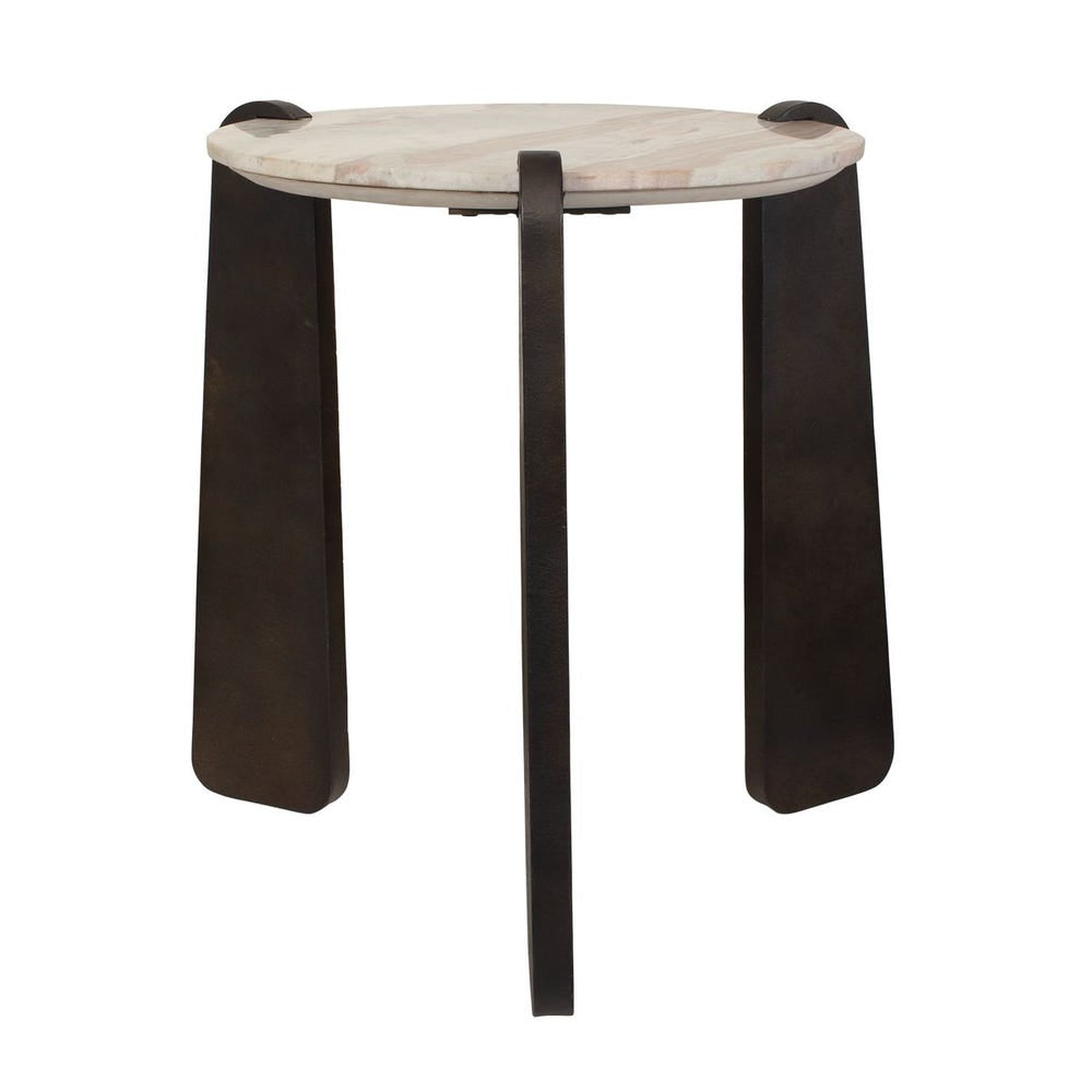 Uttermost Talud Textured Iron With Marble Top Side Table - Image 2
