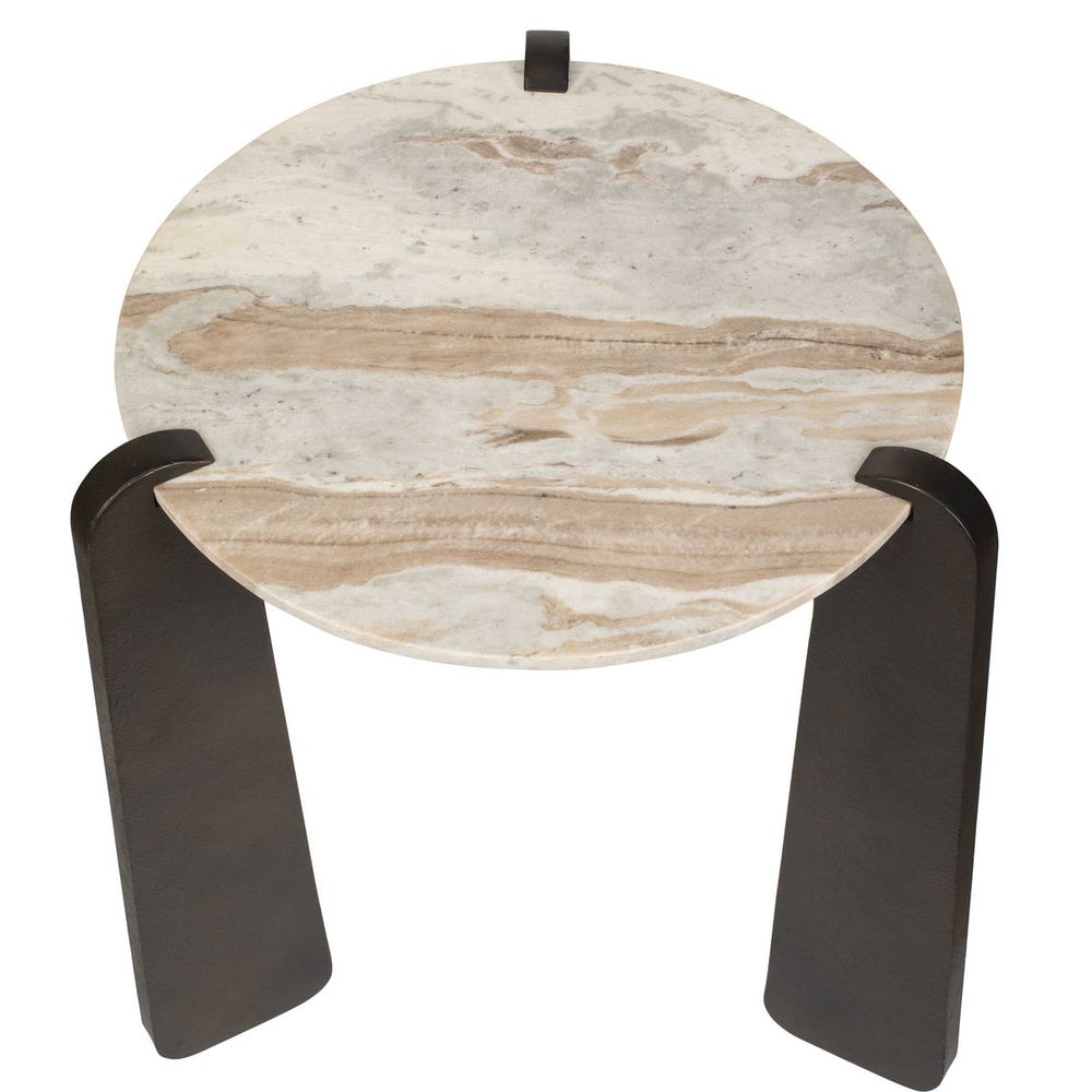 Uttermost Talud Textured Iron With Marble Top Side Table - Image 3