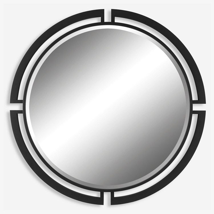 Uttermost Quadrant Black Iron Round Mirror - Image 2