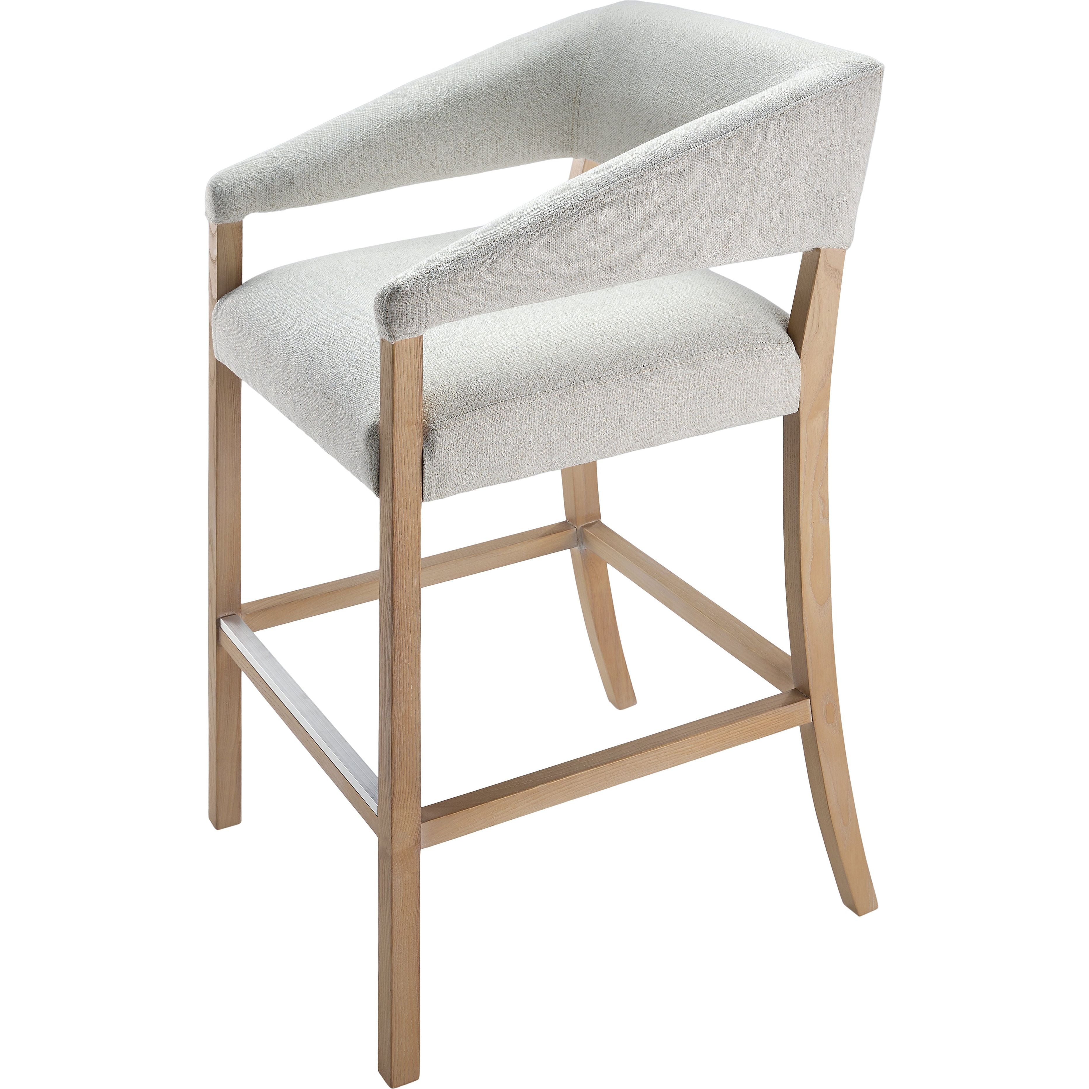 Surya Grace Modern Cream Fabric with Beech Wood Kitchen Bar Stool - Image 2