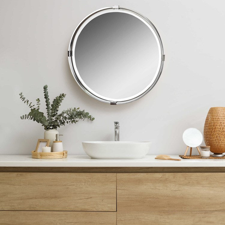 Uttermost Tazlina Brushed Nickel Round Mirror - Image 1