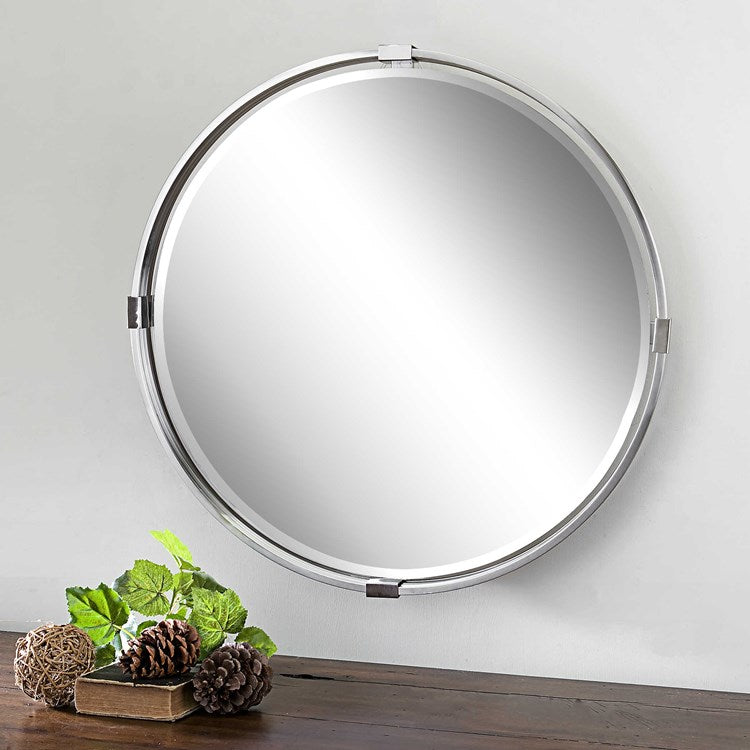 Uttermost Tazlina Brushed Nickel Round Mirror - Image 3