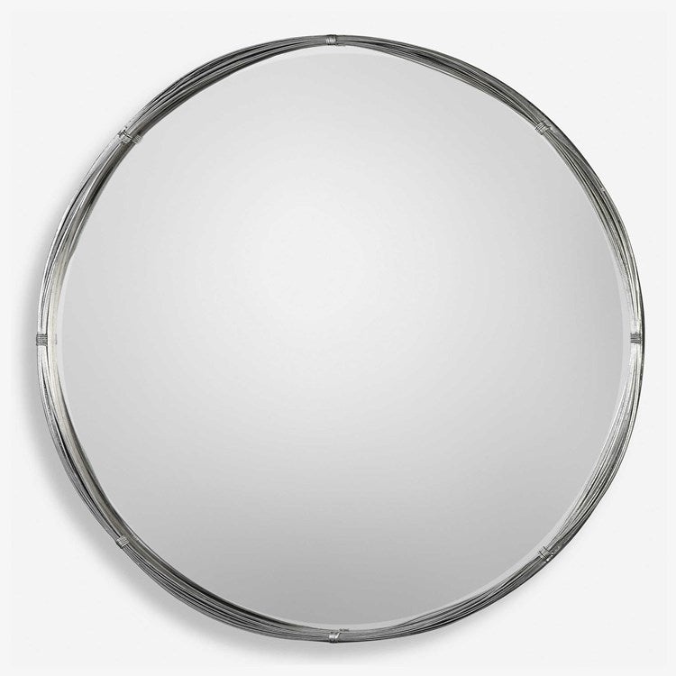 Uttermost Ohmer Antiqued Metallic Silver Leaf Round Mirror - Image 2