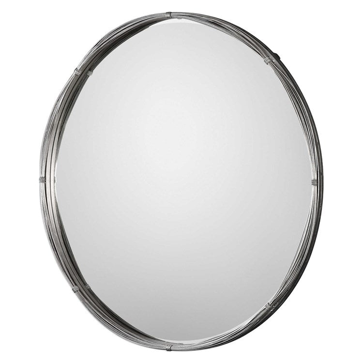 Uttermost Ohmer Antiqued Metallic Silver Leaf Round Mirror - Image 3