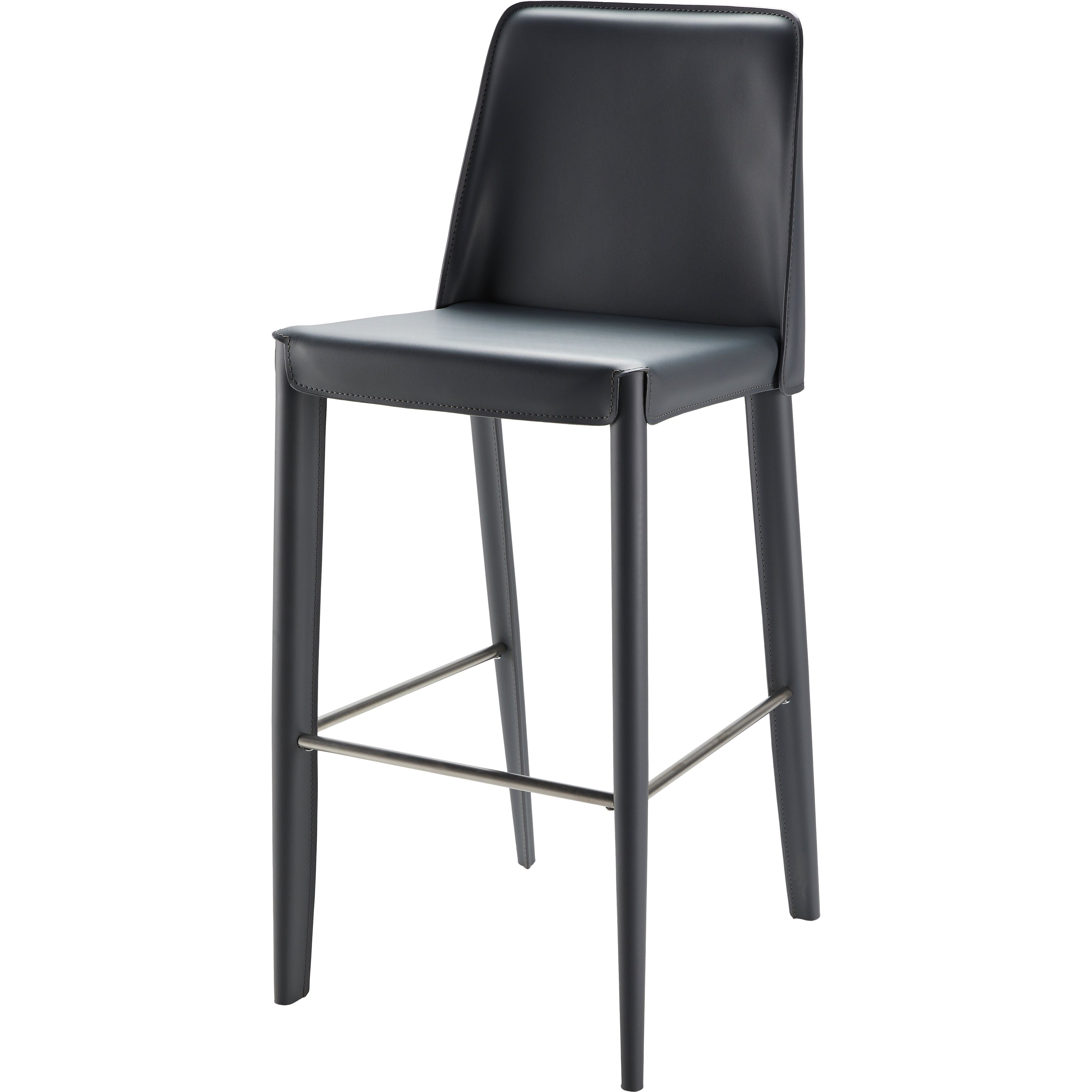 Surya Rosy Modern Dark Blue Faux Leather Kitchen Bar Stool - Image 1