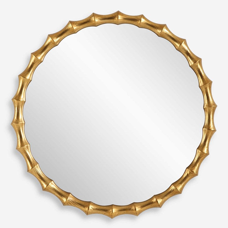 Uttermost Nacala Antiqued Gold Leaf Round Mirror - Image 2