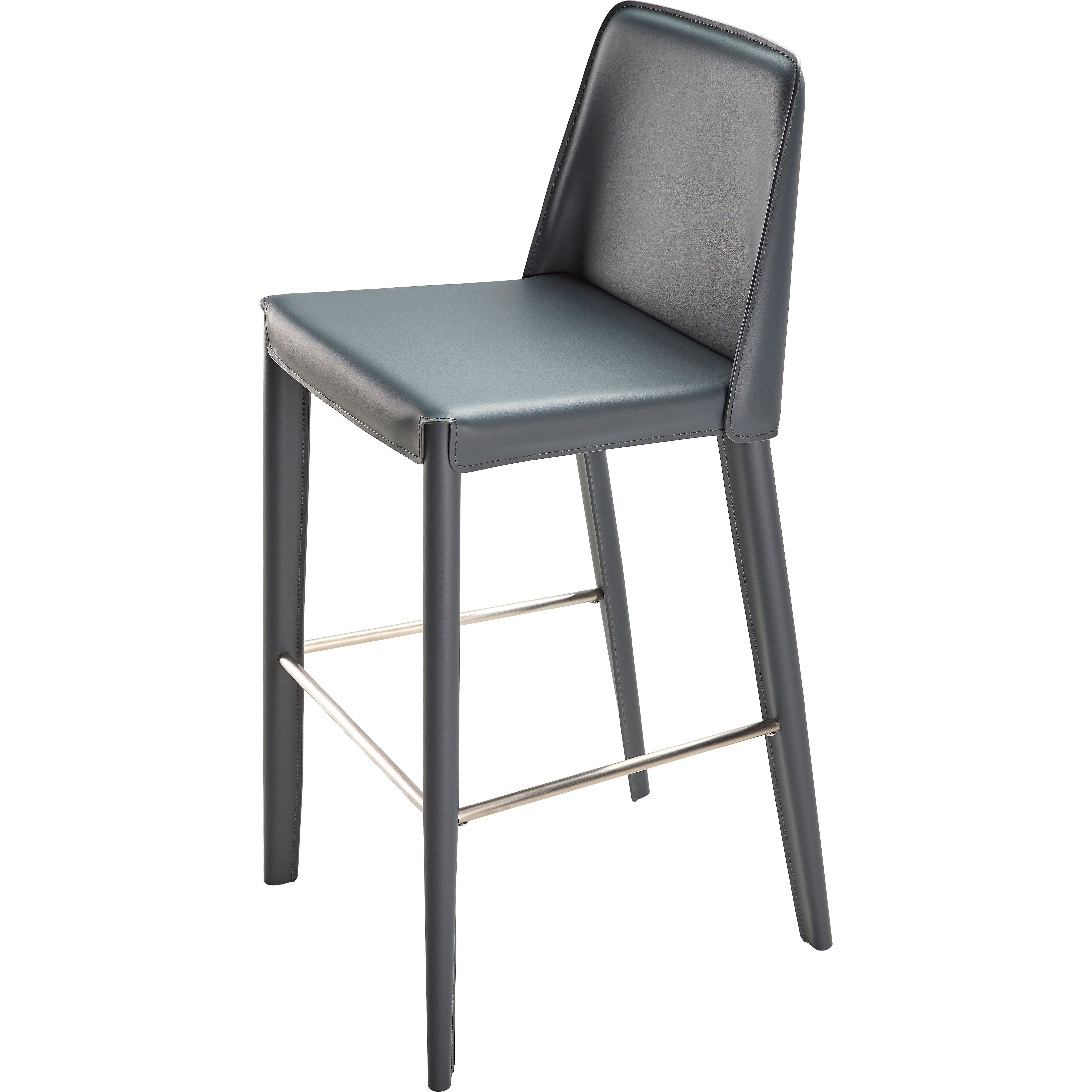 Surya Rosy Modern Dark Blue Faux Leather Kitchen Bar Stool - Image 2