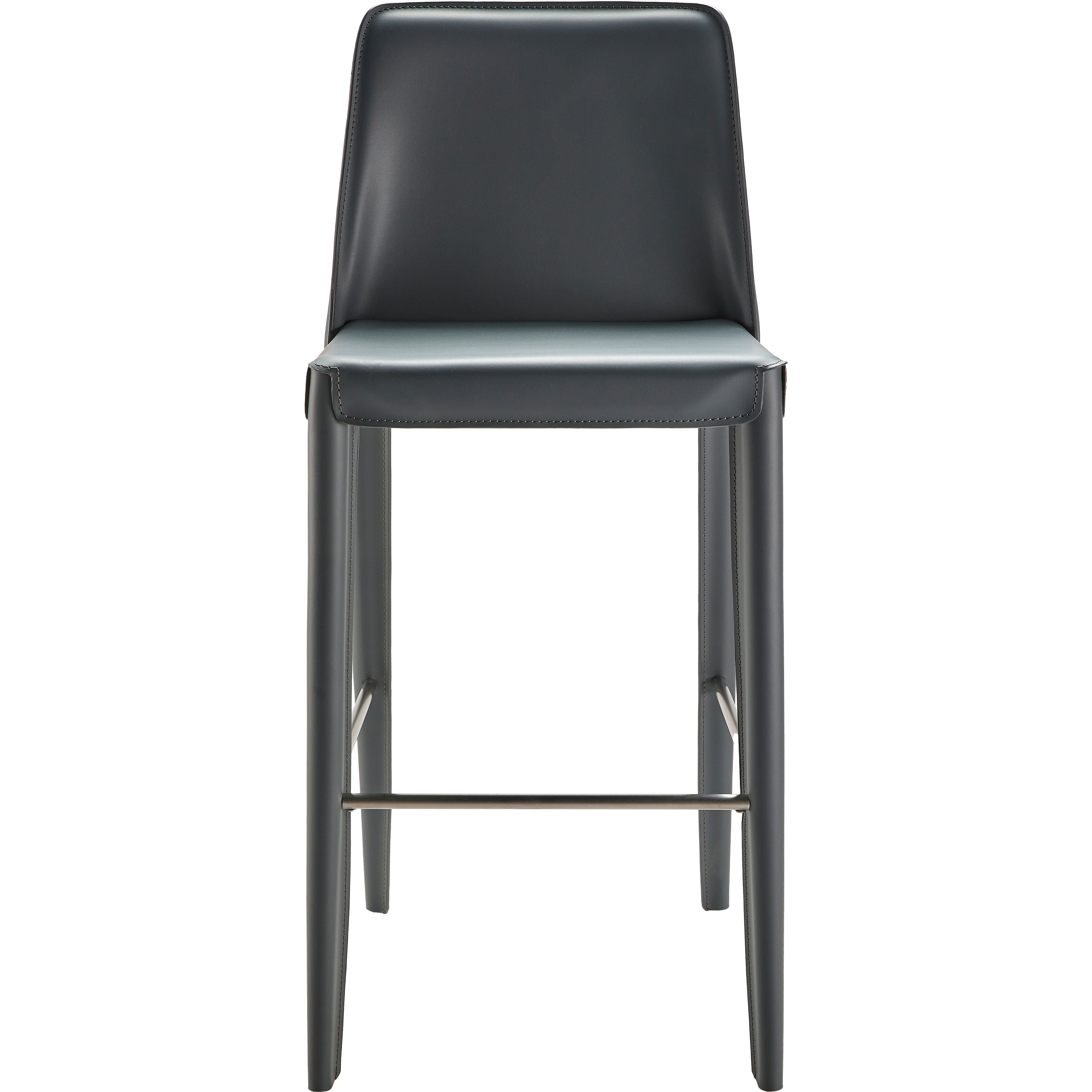Surya Rosy Modern Dark Blue Faux Leather Kitchen Bar Stool - Image 3