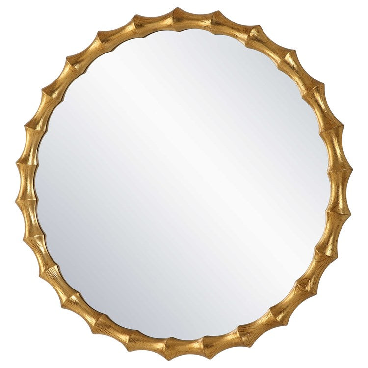 Uttermost Nacala Antiqued Gold Leaf Round Mirror - Image 3
