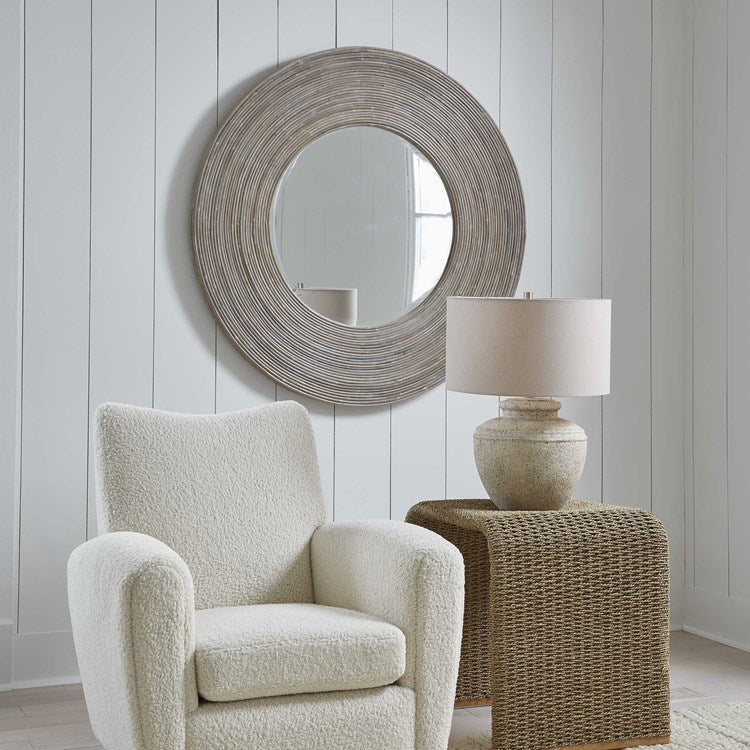 Uttermost Vortex Natural Rattan Round Mirror - Image 1