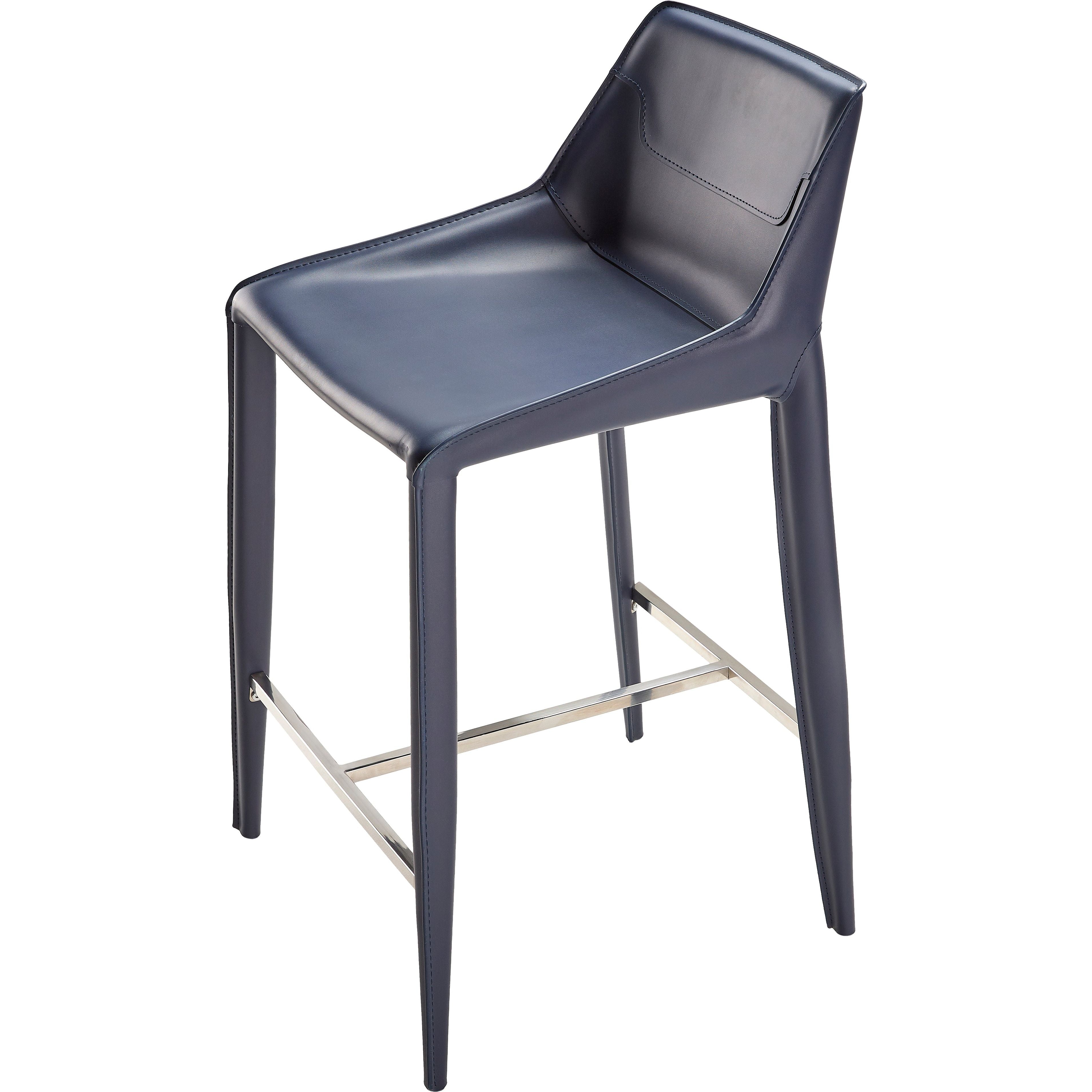 Surya Hanks Modern Navy Blue Faux Leather Kitchen Counter Stool - Image 2