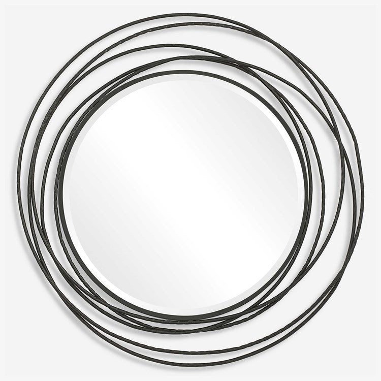 Uttermost Whirlwind Black Iron Round Mirror - Image 2
