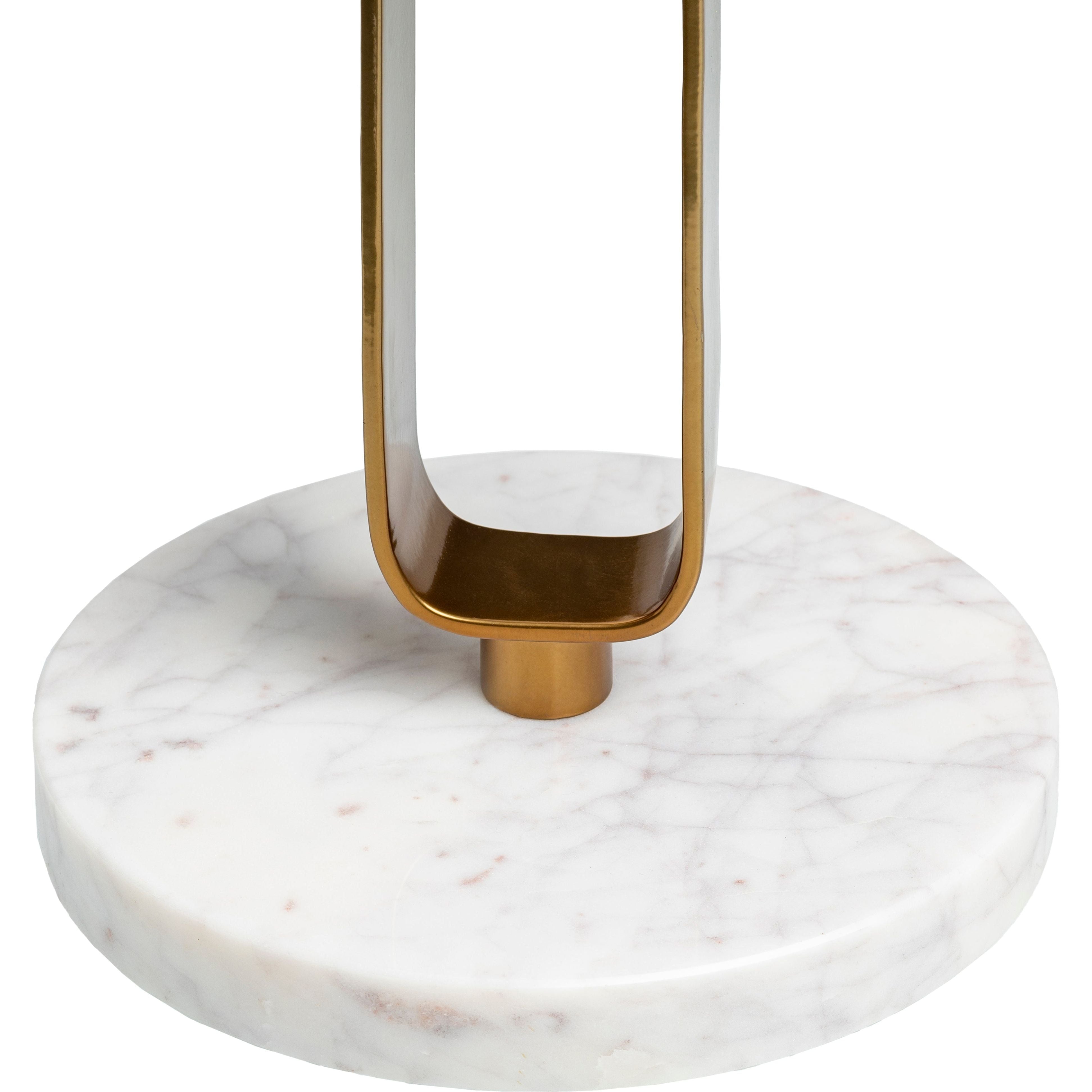 Surya Bendigo Modern White Marble Top With Brass Base Round End Table - Image 3