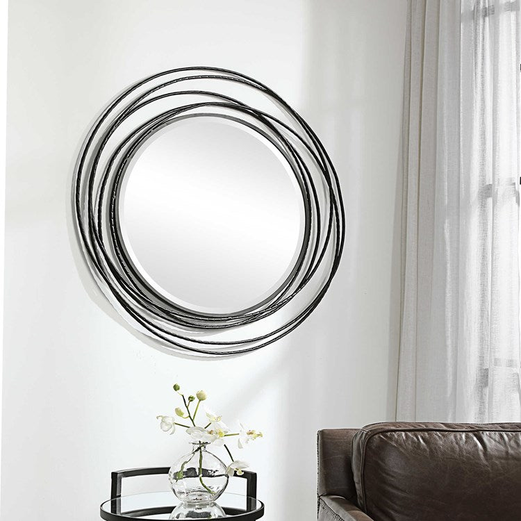 Uttermost Whirlwind Black Iron Round Mirror - Image 3