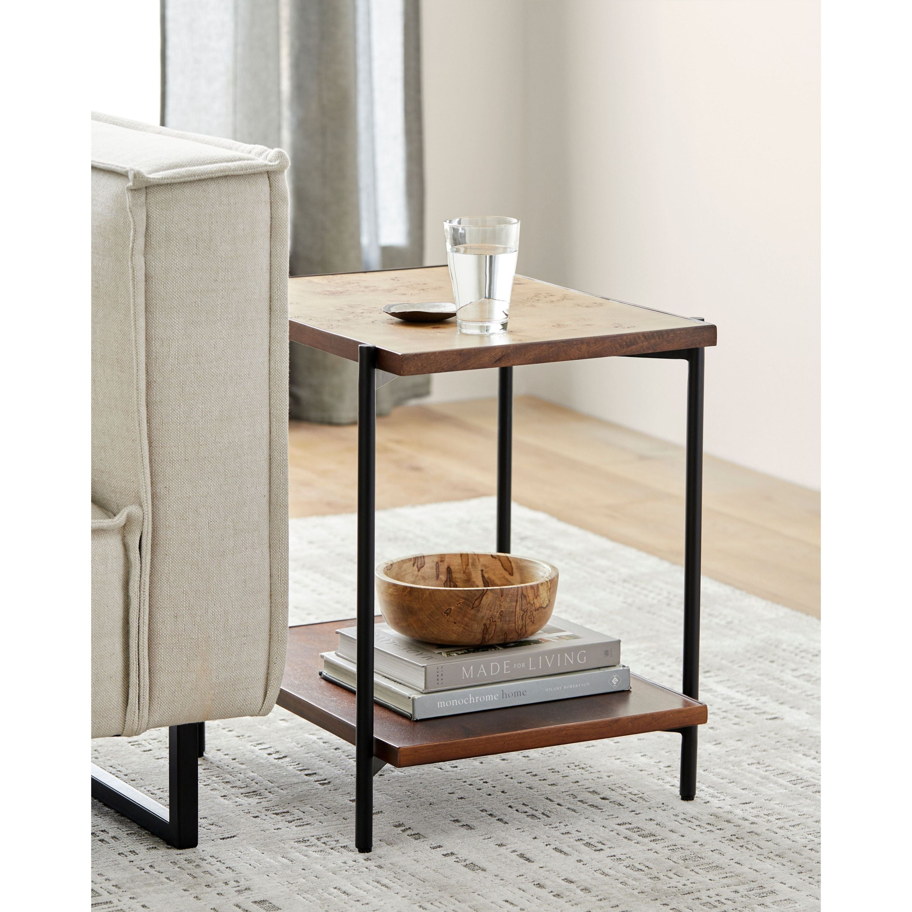 Surya Judith Modern Mango Wood With Metal Base End Table - Image 2