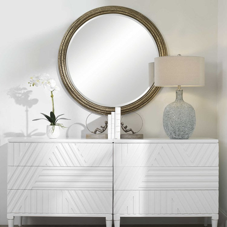 Uttermost Spera Anriqued Gold Iron Round Mirror - Image 1