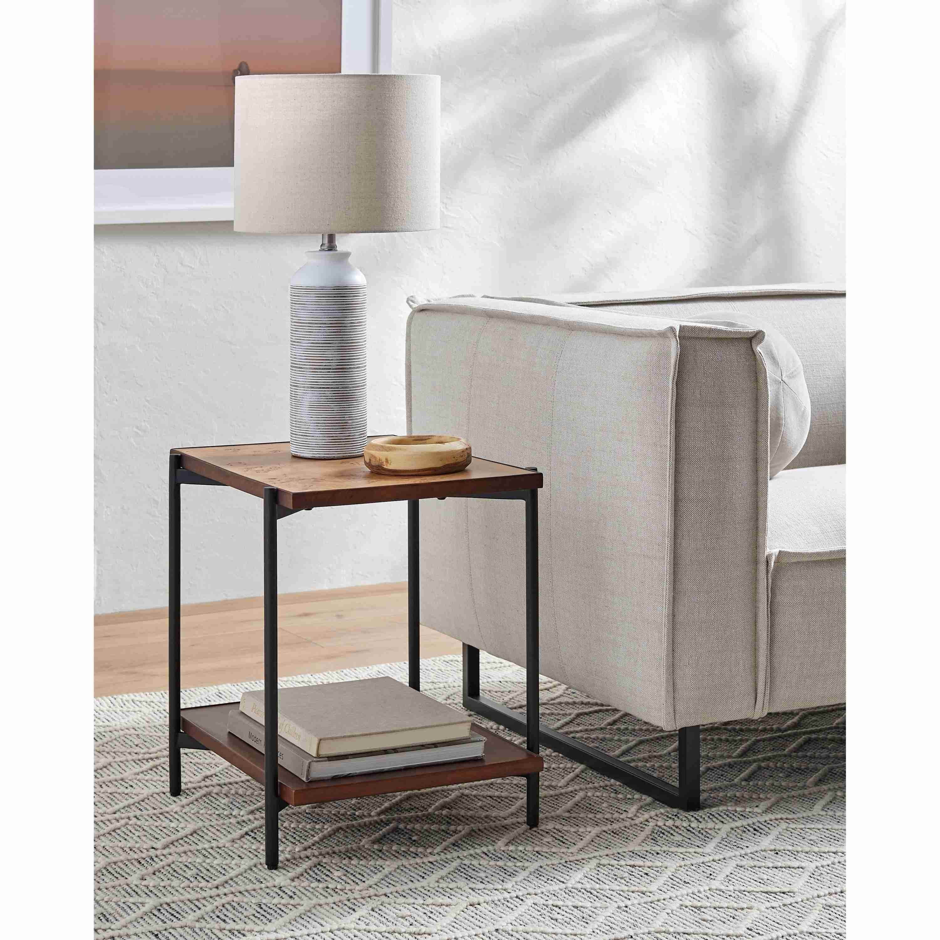 Surya Judith Modern Mango Wood With Metal Base End Table - Image 3