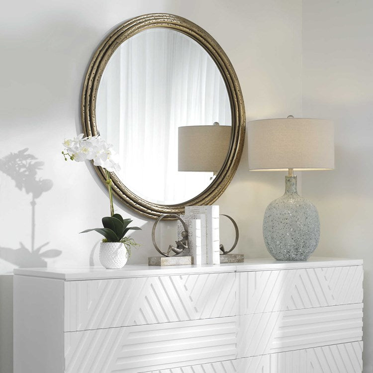 Uttermost Spera Anriqued Gold Iron Round Mirror - Image 3