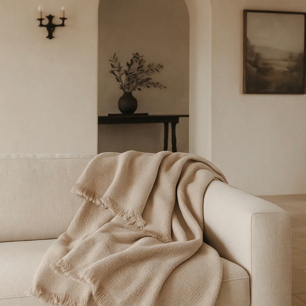 Anaya Home Blissful Bamboo Beige Throw ~ DREAMY BEDDING SALE ~ Limited Quantity