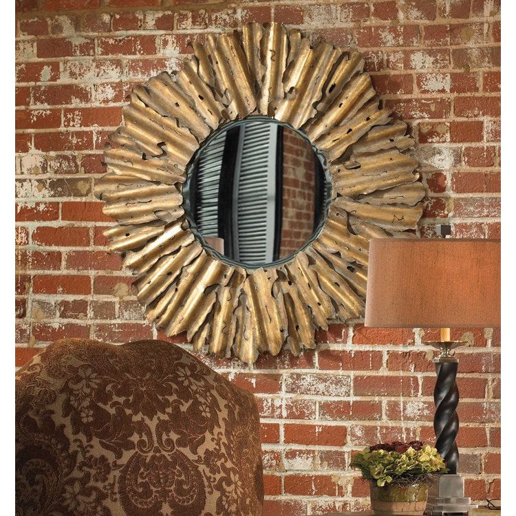 Uttermost Hemani Antiqued Gold Leaf Round Mirror - Image 2