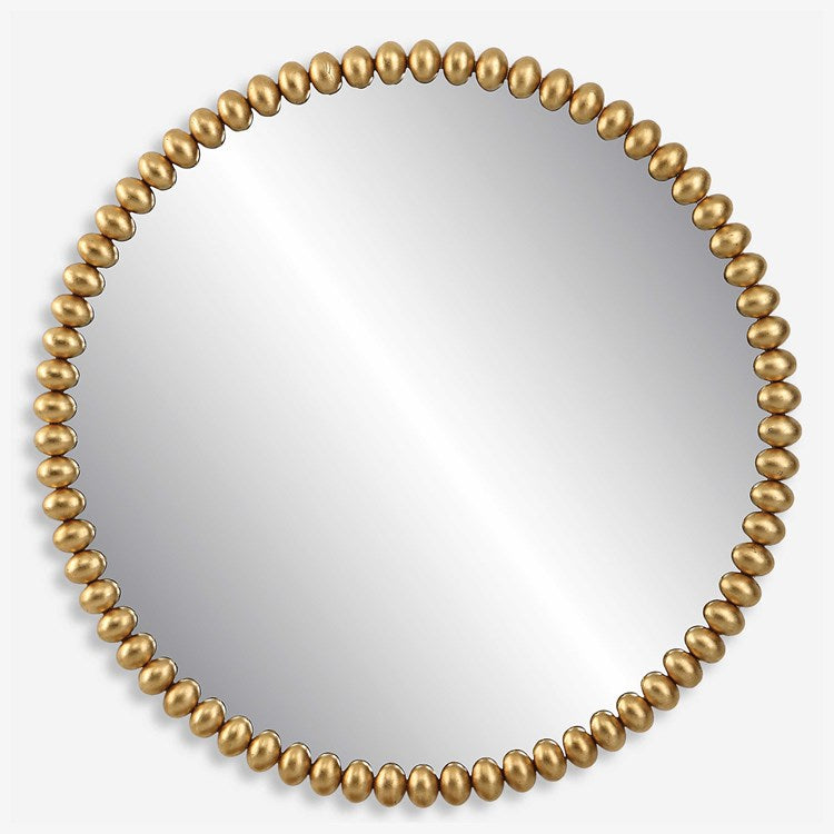 Uttermost Byzantine Antiqued Gold Leaf Beaded Round Mirror - Image 2