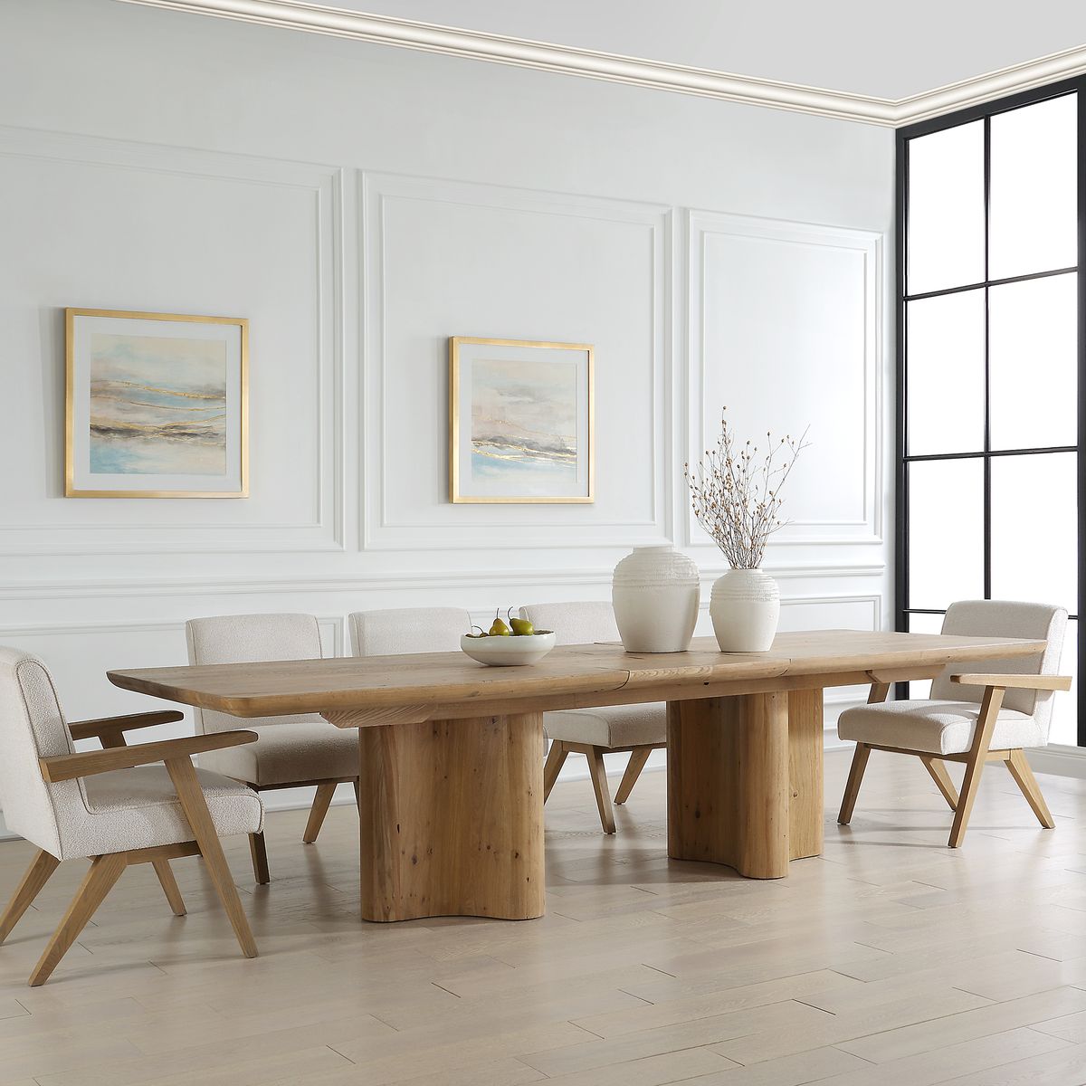 Uttermost Cecelia Reclaimed Oak Wood Extension Dining Table - Image 2
