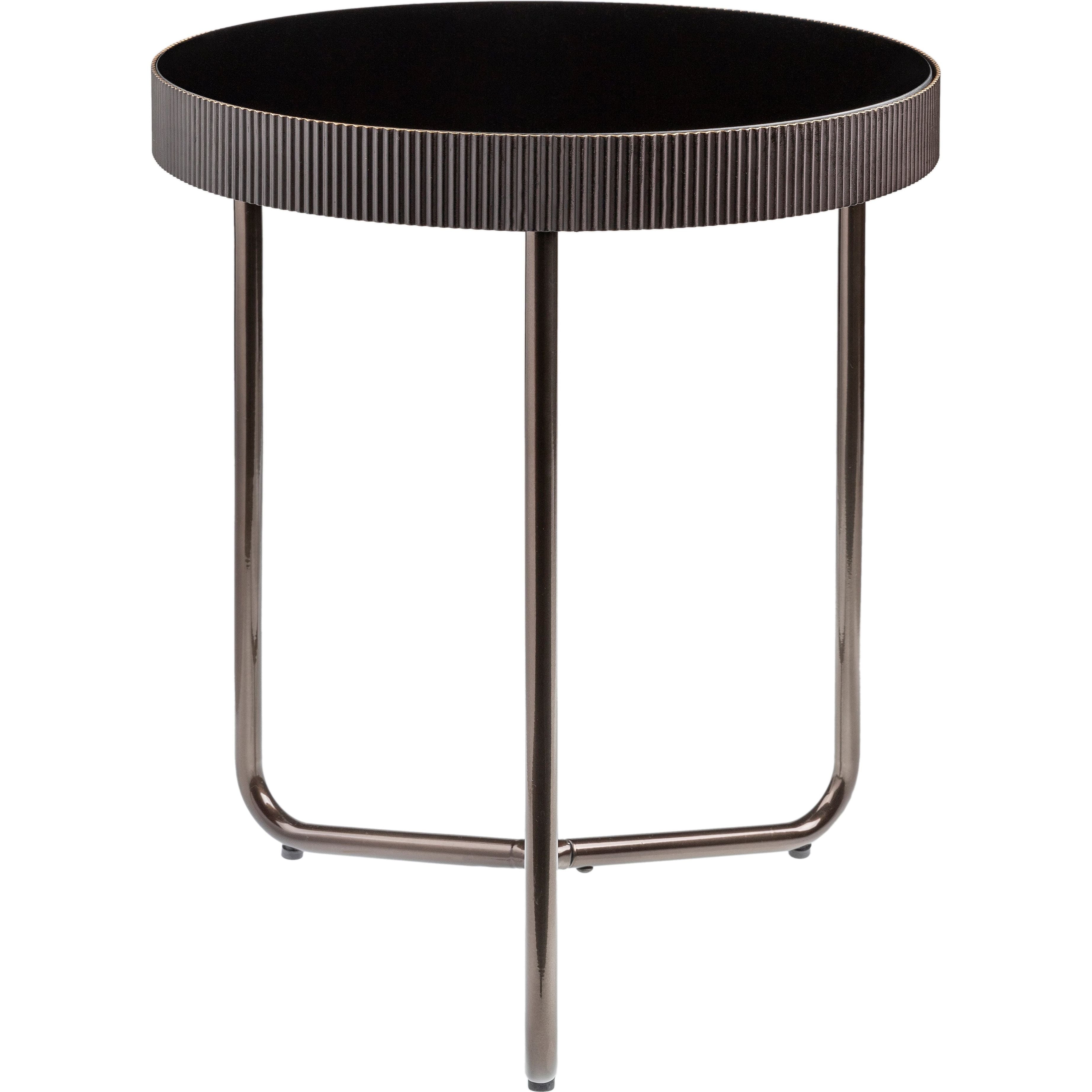 Surya Melton Modern Black Glass & Metallic Nickel Base Round Side Table - Image 1