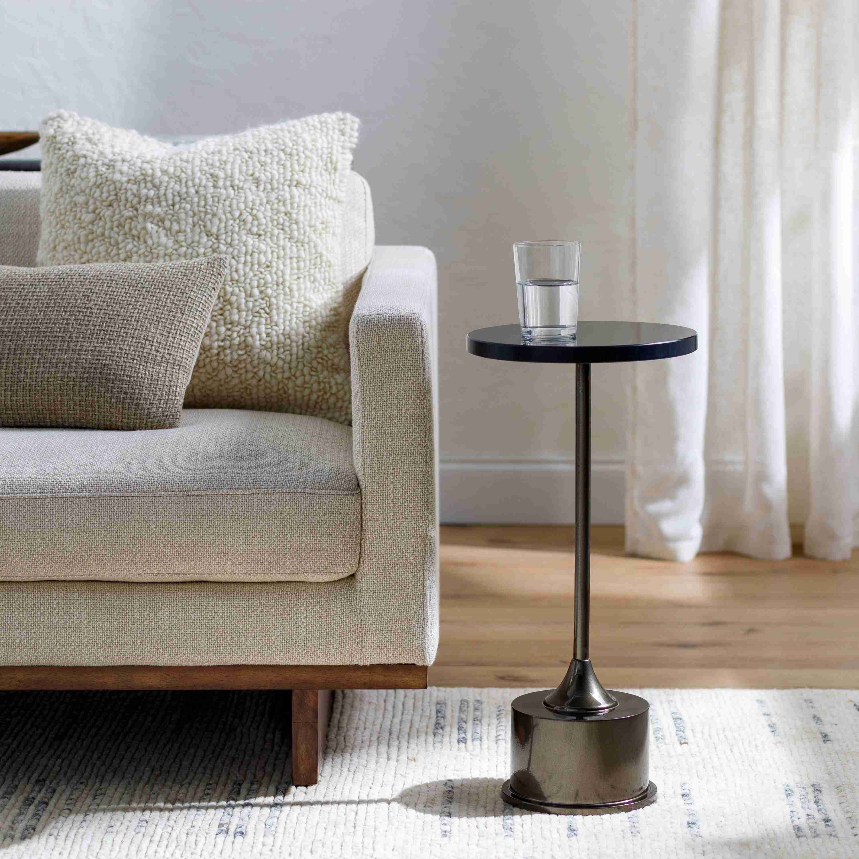 Surya Mackay Modern Black Marble Top with Metallic Base Round Drink Table - Image 2
