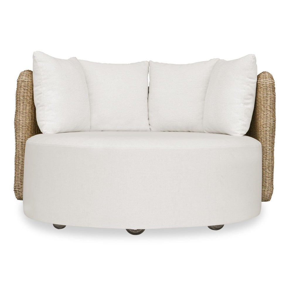 Uttermost Sunset Light Gray All Weather Wicker Outdoor Swivel Day Bed With Oyster White Cushion - Image 2